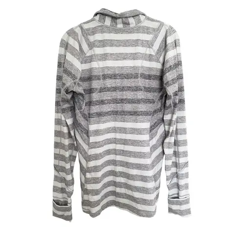 Lululemon  Race Your Pace 1/2 Zip, Marshmallow Stripe Heathered Slate