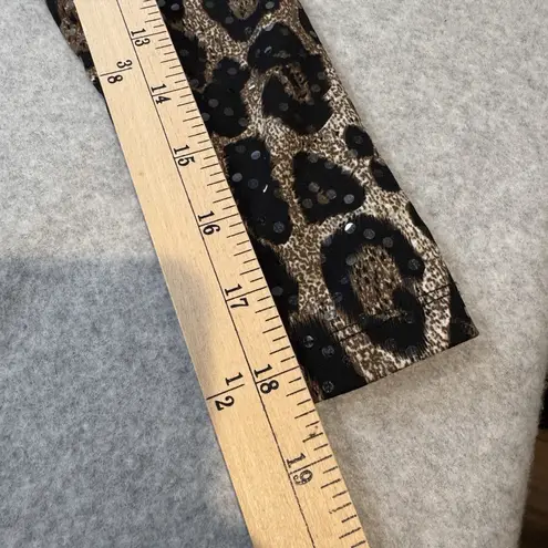 Vintage MSK Crossover Top Womens Small Brown Animal Print Mob Wife Beaded Sequin