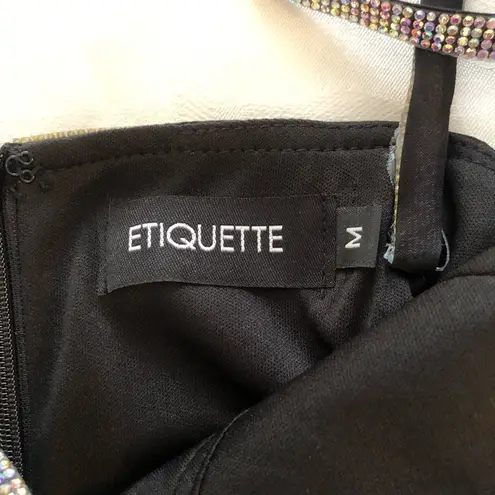 Etiquette Boutique Rhinestone Spaghetti Strap Black Tank Top M NWT