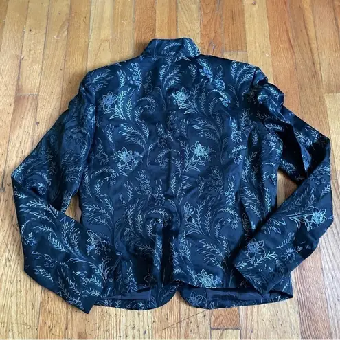 Tapemeasure Black Metallic Floral Embroidered Jacket Size 10