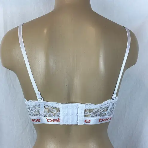 Bebe  SET of 2 Pink & White Lace Cup Contour Convertible Logo Band Bras 34B