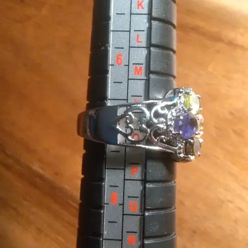 Multi Gemstone Stainless Steel Ring (Size 7)