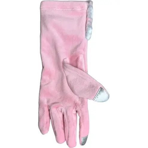 Sprigs Faux Fur Cuff Velvet Texting Gloves Winter White & Pink NWT