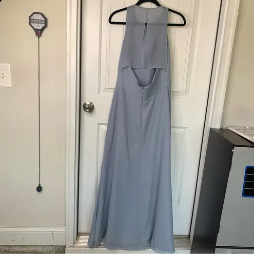 Hayley Paige Occasions Hayley Paige blue bridesmaid dress 5714 maxi chiffon size 8 wedding guest modest