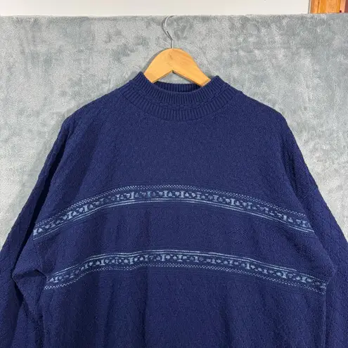 Vintage Spunky Made in USA Blue Knit Striped Sweater One Size/ Large