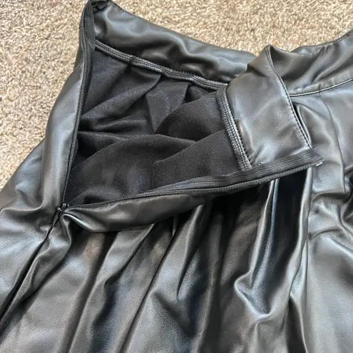 Frenchy High Waist PU Pleated Skirt Pu Leather Latex Mini Skirt High Rise A