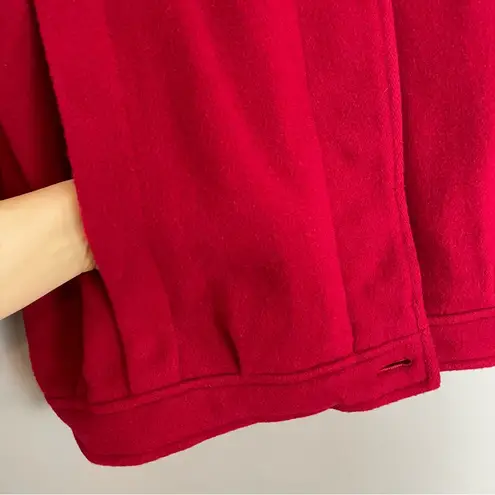 Vintage Coat Wool Blend Women Red Winter Button