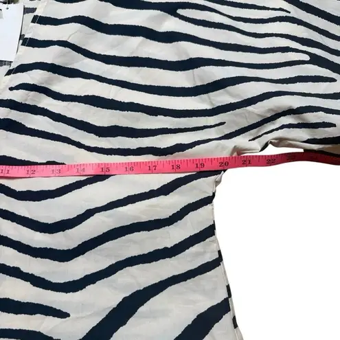 H&M NWT  Zebra Striped Puffy Sleeve Dress Cream and Black Small