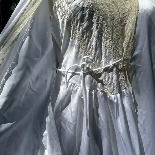 Victoria’s Secret Gold Label Union Made 1970s Peignoir Bridal Set Size Small White