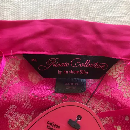 Hunkemoller Pink Peacock Lace Long Kimono Robe, NWT Size L