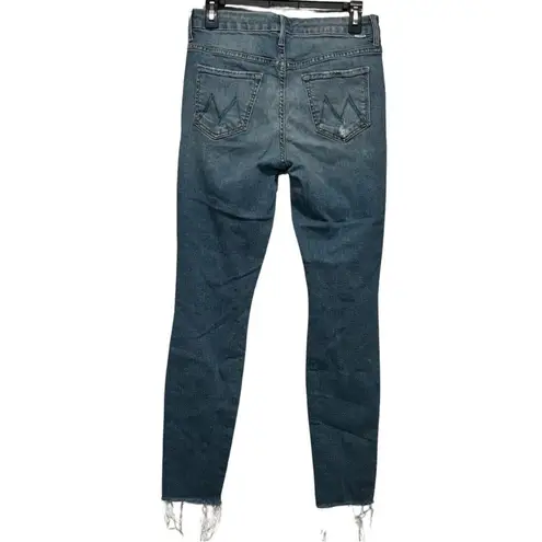 Mother High Waisted Looker Ankle Fray Thrilling Shots Distressed Cotton Size 29 Blue