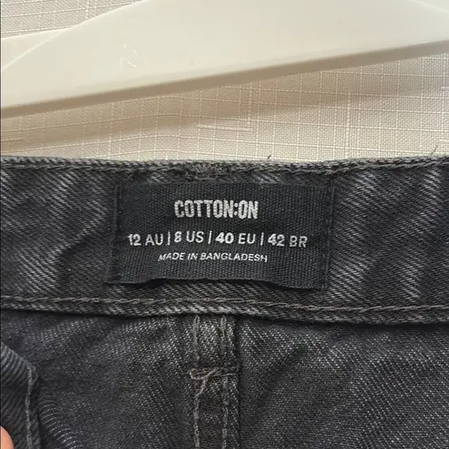 Cotton On  Black Jean Shorts High Waisted Frayed Hem