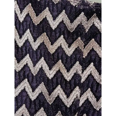 Connected Apparel Dress Womens 10 Black Gold Chevron Metallic Belted A-Line