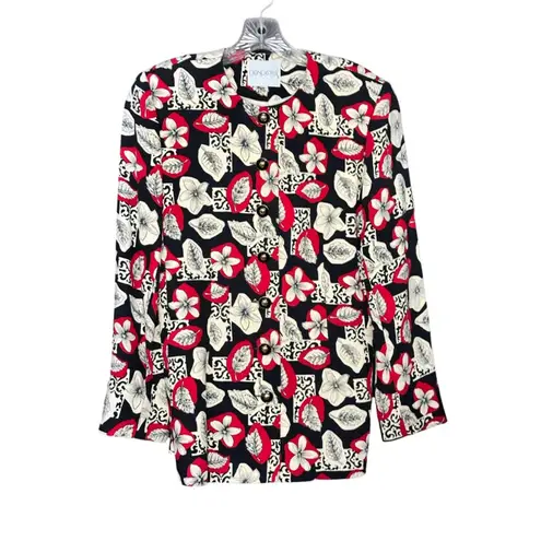 Vintage Don Caster Floral Wool Blend Suit Jacket With Sash White Size 8