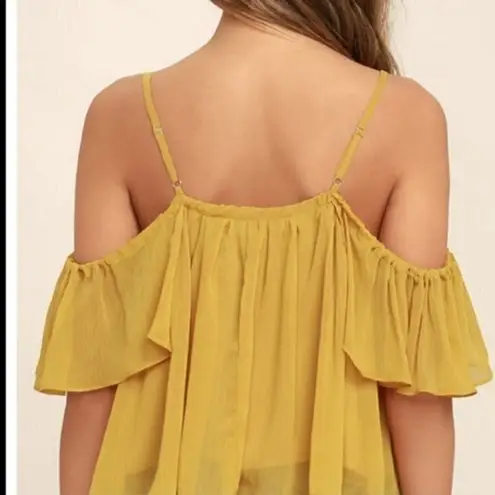 NEW Lulus Got Me Moving Golden Yellow Off