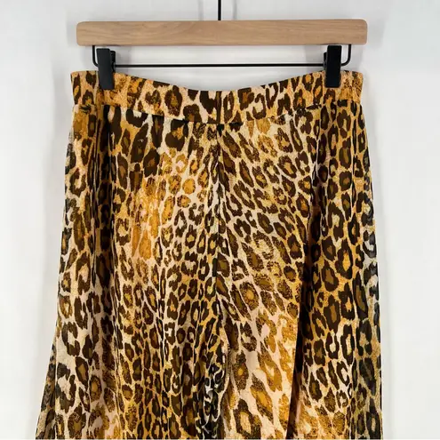 Antthony Original Petite Leopard Print Lightweight Mesh Wide Leg Pull On Pant Orange Size undefined