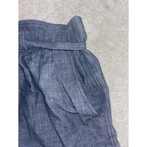 Polo Ralph Lauren Women's Size Large Blue Chambray Cotton Belted Paperbag Shorts