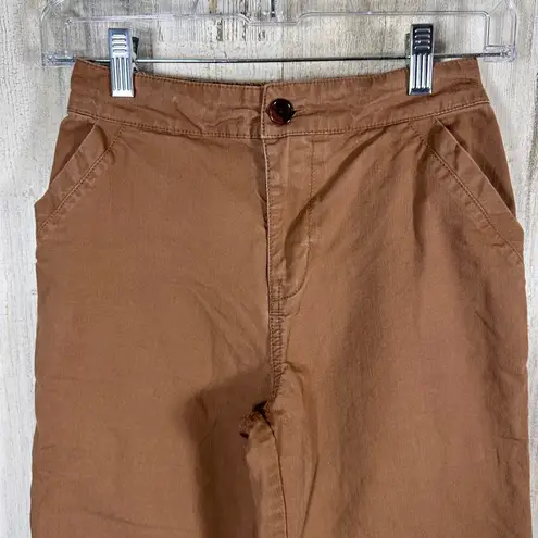 Pact Cropped Chino Pants XS | Light Brown | Organic Cotton | Elastic | MSRP $68