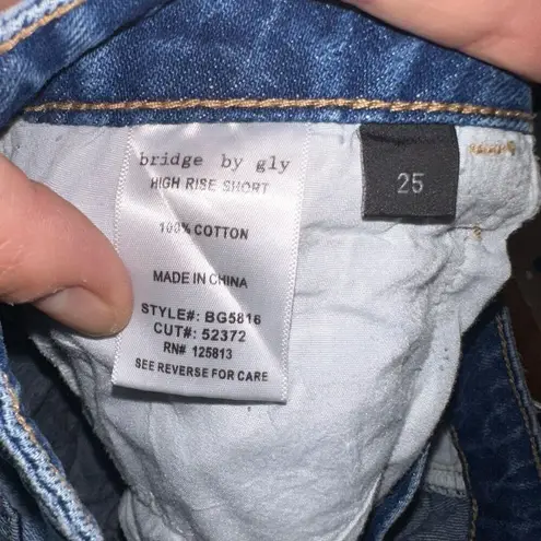 Bridge by GLY high rise distressed white ruffle 25 denim shorts