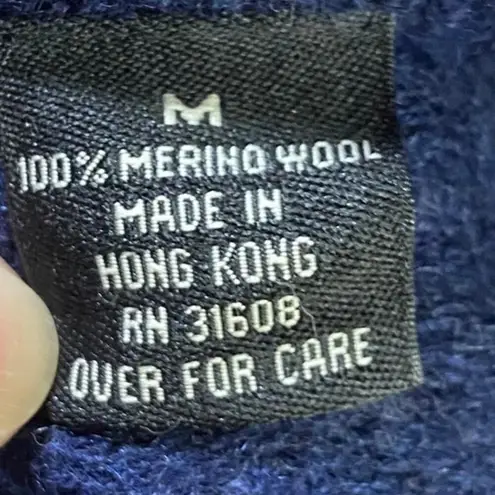 Vintage 90s Jos A Bank Merino Wool Sweater V Neck Fitted Long Sleeve Navy S/ M Blue