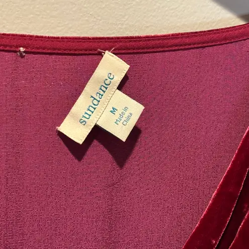 Sundance Ophelia Cranberry Red Velvet Cowl Neck Long Sleeve Top - size Medium