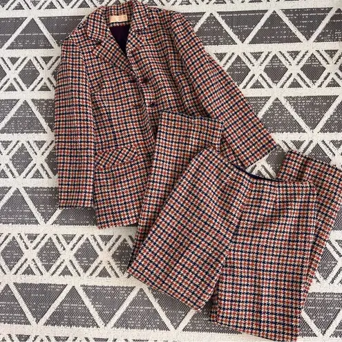 Pendleton Vintage 1970’s houndstooth 2 piece suit set blazer & pants americana