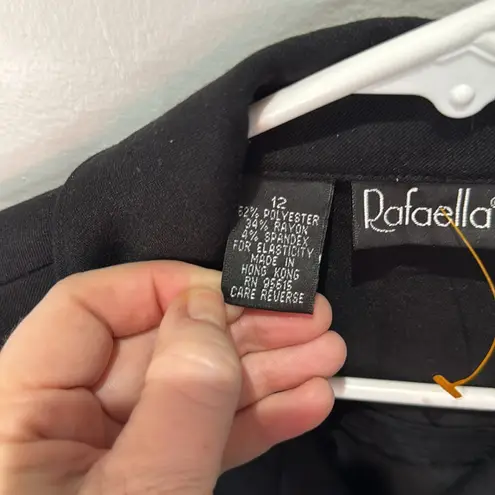 Rafaella Classic Black Zip Up Blazer Pockets Zipper Cuffs Women's Size Large