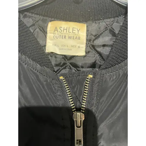 Ashley Women's Outer Wear Full Zip Up Puffer Bomber Jacket Black Size L Vintage Size L