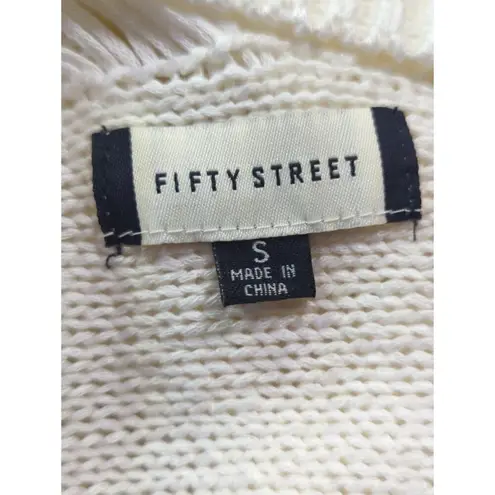 Fifty Street Sweater Woman's Size Small Cream Exposed Back Distressed Coastal