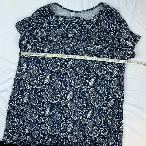 Leo & Nicole Womens Long Sleeve Top Paisley Print Blue Cream Size L