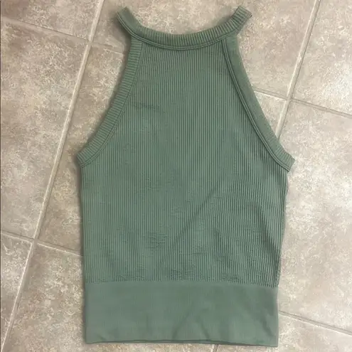 Free People  Intimately Green Ribbed Crop Tank Top