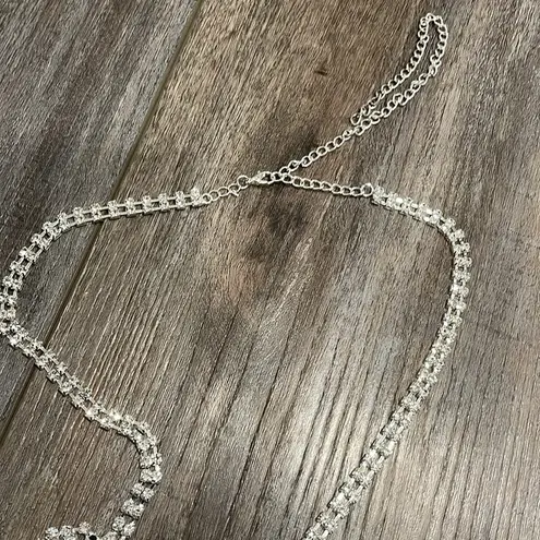 Sexy Body Chain Crystal Mesh Backless Halter Crop Top and Panties Silver Size undefined - Image 6