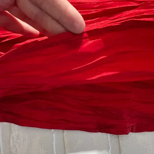 Alex Evenings Gown Dress 12 Red Taffeta Off the Shoulder Formal Cocktail Sheath