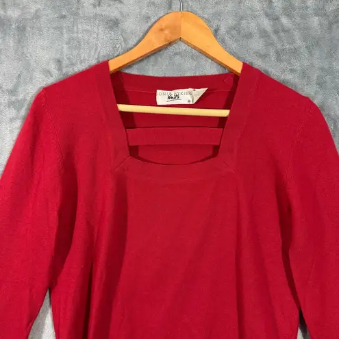 Vintage Sonia Rykiel Knits Square Cutout Neckline Red Wool Blend Sweater Size M