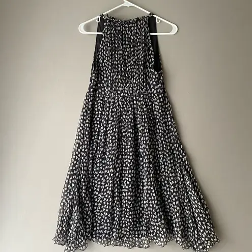 Leon Max Vintage sz 6 Y2K heart print 100% silk mini dress Black