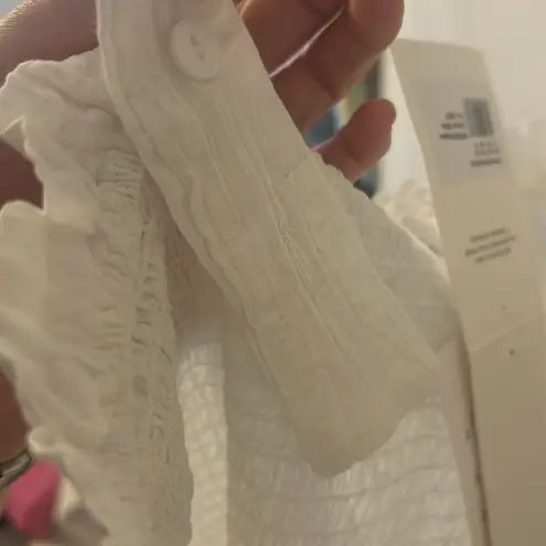 NWT Seraphine White Sleeveless Shirred Cropped Blouse Top Size 12