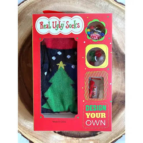 🎄NWT DIY Real Ugly Christmas Socks Set Black