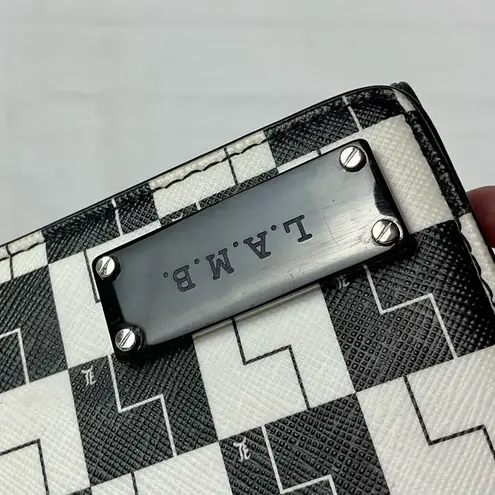 L.A.M.B. Black & White Checkerboard Wallet Y2K Signature Zip Around vintage