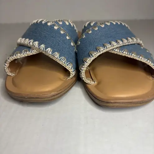 DV Dolce Vita Juneau Denim Criss Cross Slides Sandals Women's Size 9.5 Blue