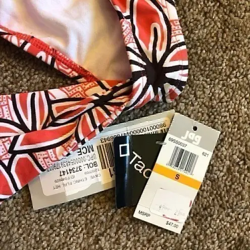 Jag jeans NEW NWT  Coral Red ? Brown Tropical Floral Y2K 00s Bikini BOTTOM Small