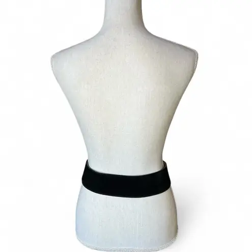 Streets Ahead Vintage black Wide Leather Belt Large Gold Buckle boho whimsigoth