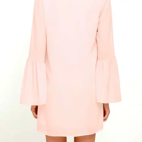 Lulu’s Far Wanderings Peach Long Sleeve Shift Dress Orange Size XS