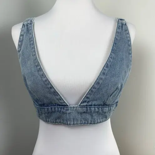 Nichole Lynel Influencer Blue Denim Bralette Medium Festival Rave