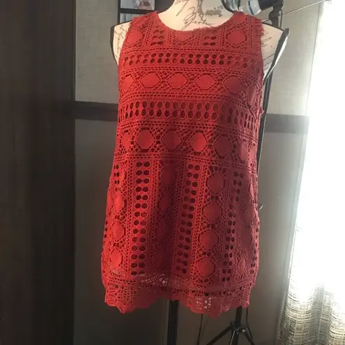 Sunny in Brooklyn Rust Sleeveless Blouse Medium Red