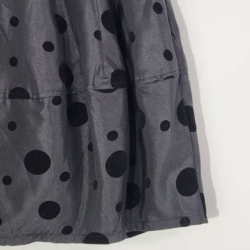 Vila Black Polka Dot Mini Skirt Size Medium Black Velvet Polka Dot Flirty Skirt