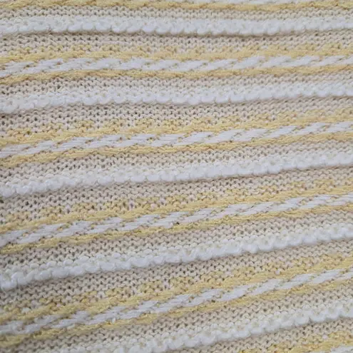St. John Vintage 70s Yellow White Knit Sweater Cardigan Style Blazer Size Small