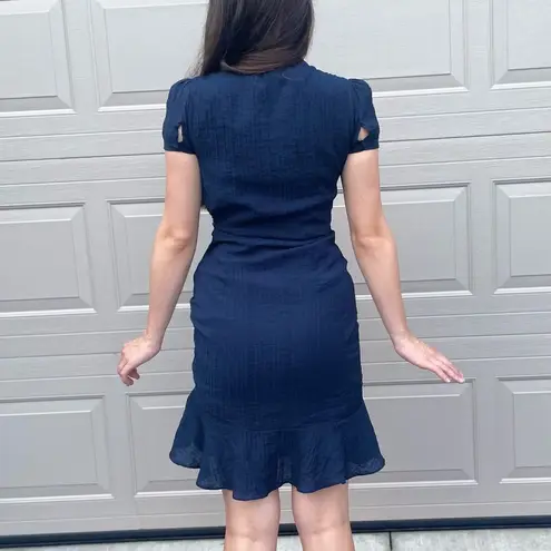 Cupcakes and Cashmere Asymmetrical Button Front Short Sleeve Fitted Mini Dress