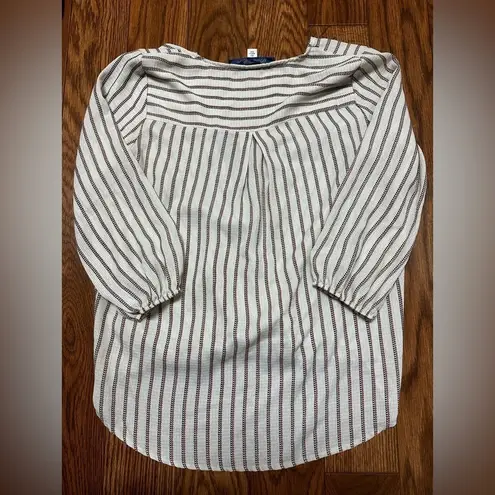 Franchescas Elbow length beige stripe auburn blouse Tan Size XS