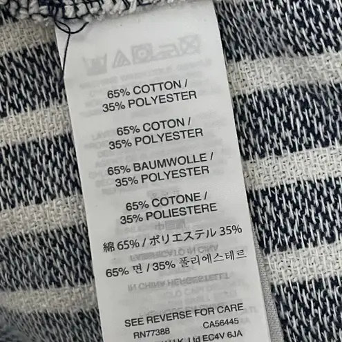 J. CREW Baja Hoodie Pullover Size XL Blue White Striped Woven Boho Chic Beach