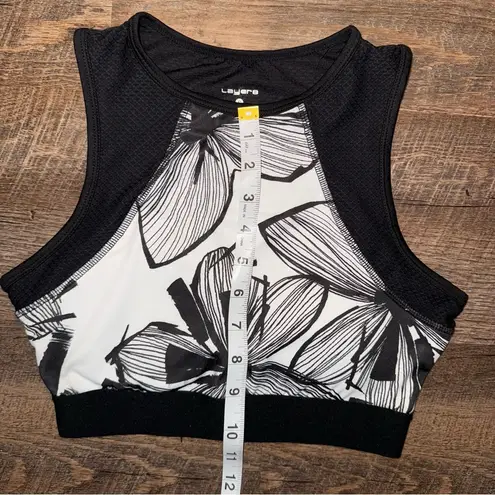 Layer 8 Black/White Floral Sports Bra Women’s Size Small